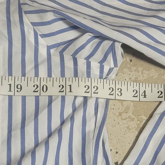Donald Trump Signature Collection Striped Dress Shirt French Cuffs White Blue - Picture 6 of 10